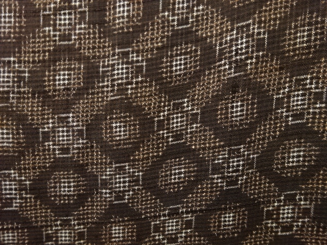 JAPANESE KIMONO / ANTIQUE KIMONO / DORO OSHIMA TSUMUGI / WOVEN GEOMETRIC